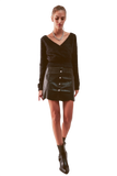 Button Through Mini Skirt in Black