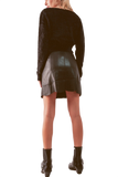 Button Through Mini Skirt in Black