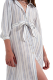 Button Through Smock Midi Dress in Stripe