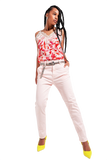 Lace'd White and Fuchsia V Neck