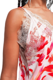 Lace'd White and Fuchsia V Neck