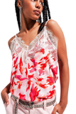 Lace'd White and Fuchsia V Neck