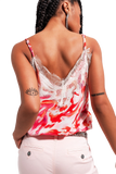 Lace'd White and Fuchsia V Neck