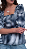 Check Square Neck Top