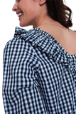 Check Square Neck Top