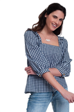 Check Square Neck Top