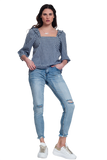Check Square Neck Top