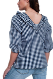 Check Square Neck Top