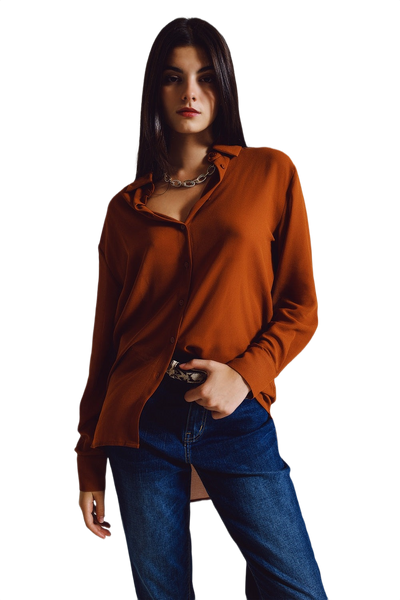 Chiffon Shirt in Camel Color