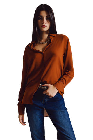 Chiffon Shirt in Camel Color