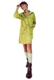 Cord Mini Shirt Dress in Lime