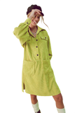 Cord Mini Shirt Dress in Lime
