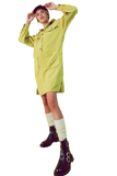 Cord Mini Shirt Dress in Lime