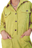 Cord Mini Shirt Dress in Lime