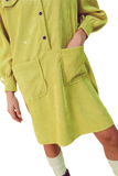 Cord Mini Shirt Dress in Lime