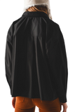 Cotton Blend Oversized Shirt in Black