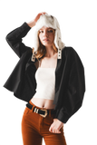 Cotton Blend Oversized Shirt in Black