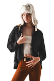 Cotton Blend Oversized Shirt in Black