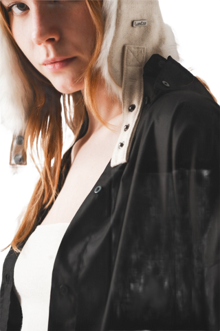 Cotton Blend Oversized Shirt in Black