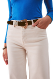 Cotton Blend Wide Leg Jeans