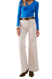 Cotton Blend Wide Leg Jeans