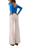 Cotton Blend Wide Leg Jeans