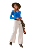 Cotton Blend Wide Leg Jeans