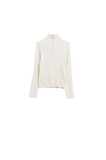 Cream Ribbed Fitted Sweater With Zip Closure