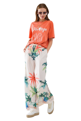 Elastic Waist' Beach Cream Pants