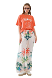 Elastic Waist' Beach Cream Pants