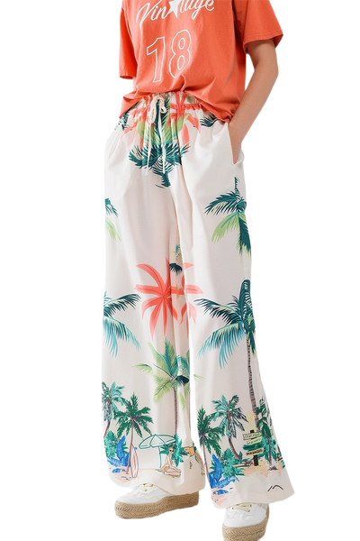 Elastic Waist' Beach Cream Pants