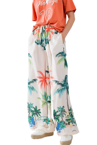 Elastic Waist' Beach Cream Pants