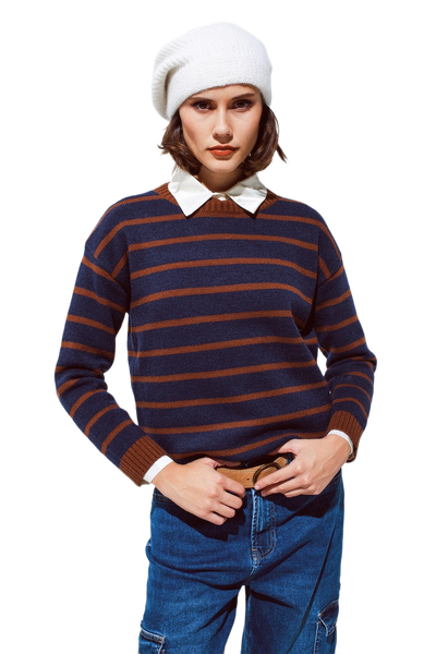 Crew Neck Stripe Sweater