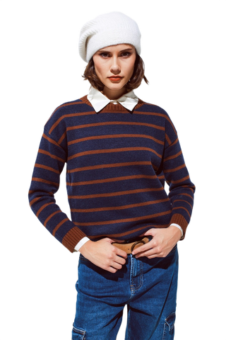 Crew Neck Stripe Sweater