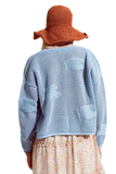 Crochet Cardigan With Knitted Clouds in Blue