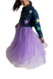 Crop Denim Jacket With Multicolored Stars