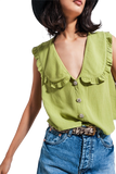 Crop Top With Bib Collar in Green
