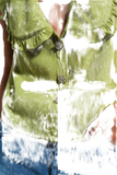Crop Top With Bib Collar in Green