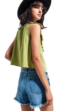 Crop Top With Bib Collar in Green
