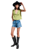 Crop Top With Bib Collar in Green