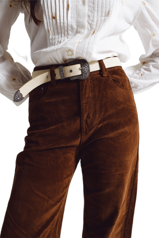 Cropped Cord Pants in Brown