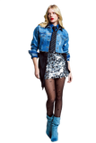 Denim Metallic Raw Jacket