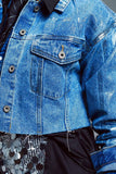 Denim Metallic Raw Jacket