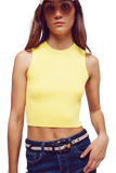 Cropped Knitted Tank Top in Yellow