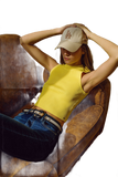 Cropped Knitted Tank Top in Yellow