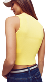 Cropped Knitted Tank Top in Yellow