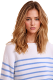 Cropped Sweater With Stripes and Boat Neck