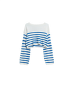 Cropped Sweater With Stripes and Boat Neck