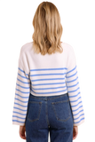 Cropped Sweater With Stripes and Boat Neck
