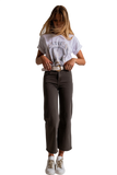 Cropped Wide Leg Jeans in Grey
